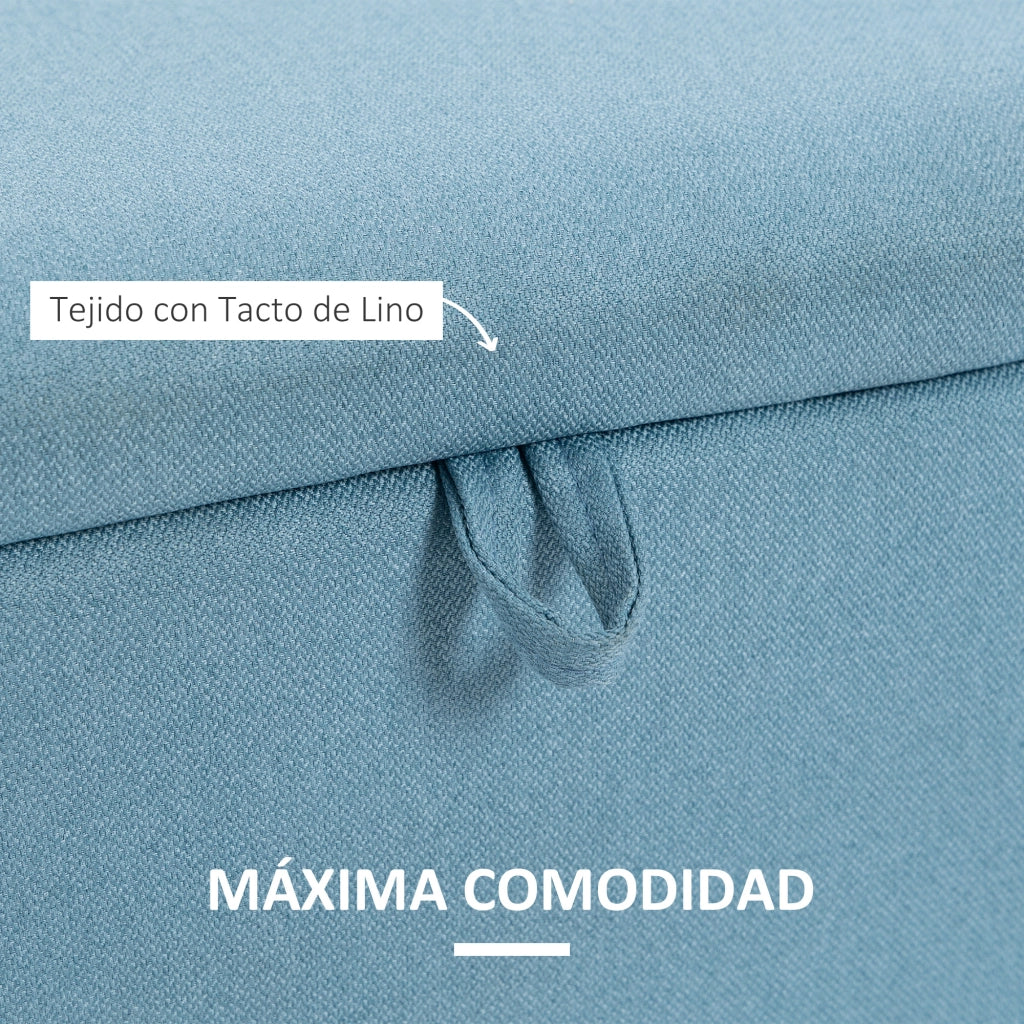 Cassettiera con Coperchio Ribaltabile ¨C Zephmum ¨C 101x38.5x44.5 cm Blu Chiaro
