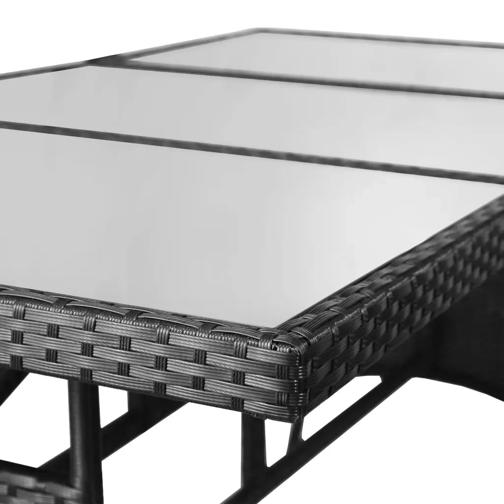 Set Mobili da Pranzo per Giardino 9 pz in Polyrattan Nero