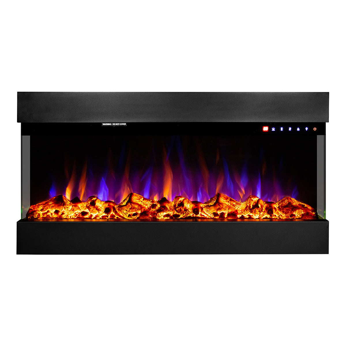 Camino Elettrico da Incasso 48,4x93x20 cm Effetto Fiamma 1500W Dalas Nero