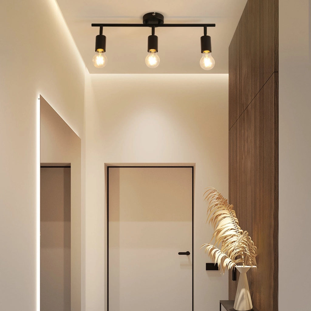 ZMH Faretto da soffitto nero - Lampada da soffitto con faretti E27 orientabili a 350° per camera da letto vintage
