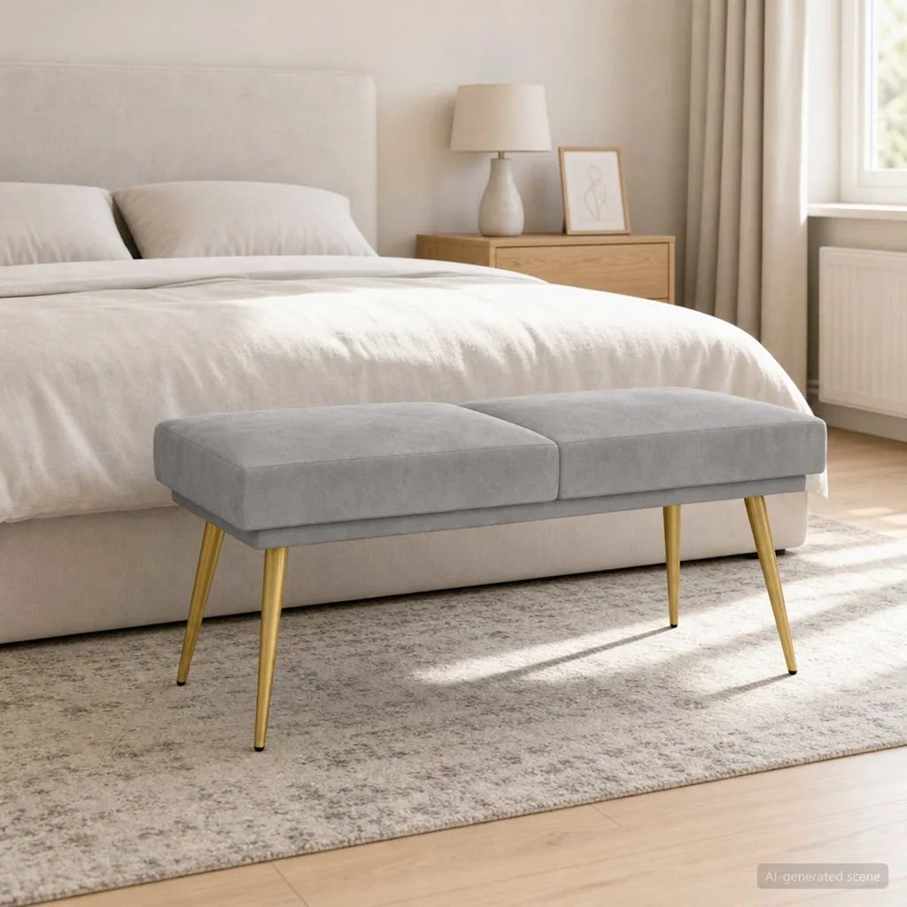 Panchina a doppio strato Grigio Chiaro 120 x 45 x 46 cm Velluto 42038585