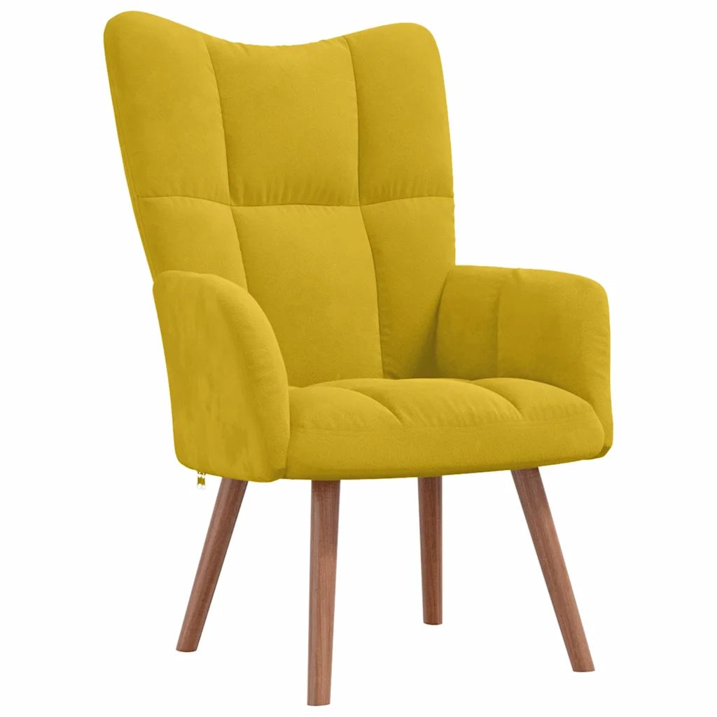 Divano Sedia-Poltrona Relax con Poggiapiedi Giallo Senape in Velluto 387175