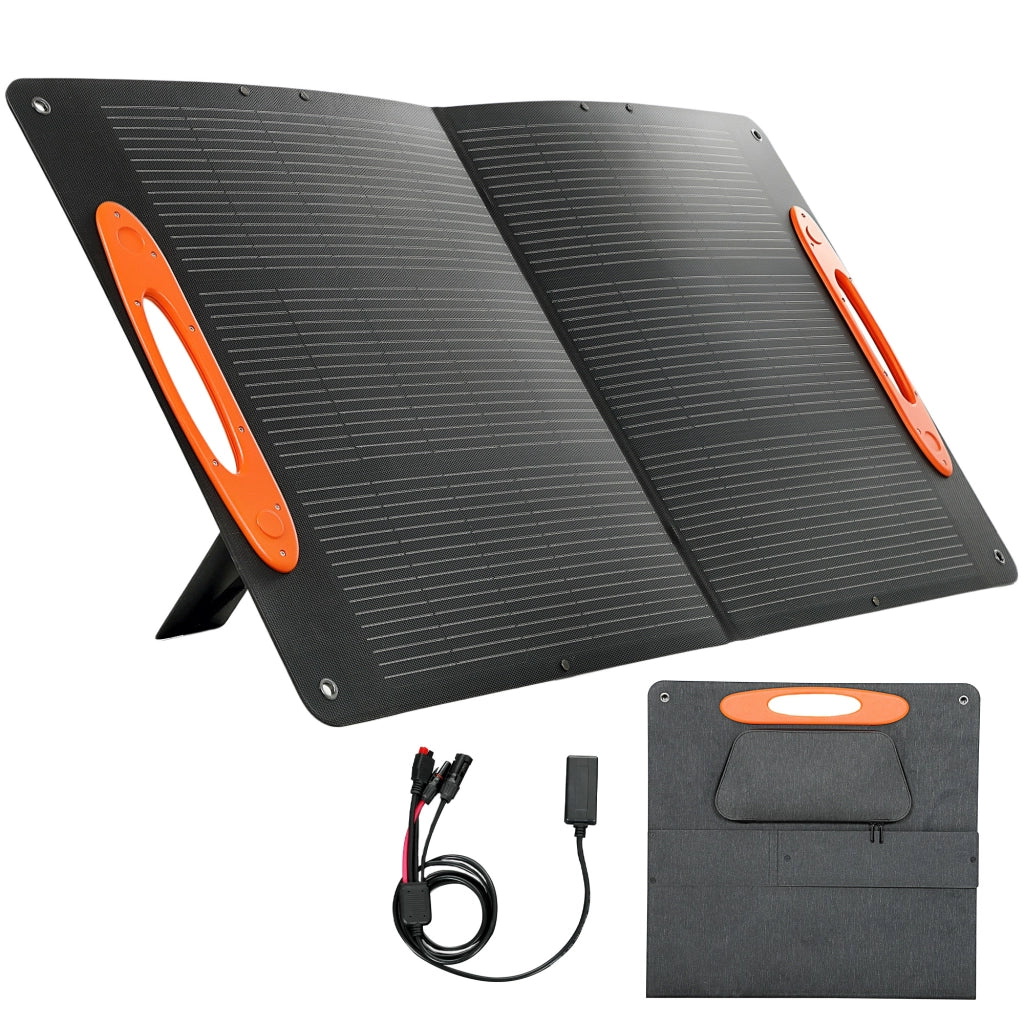 Caricabatteria Solare 100W Pieghevole ¨C Zephmum ¨C Nero, IP67, USB-A e USB-C