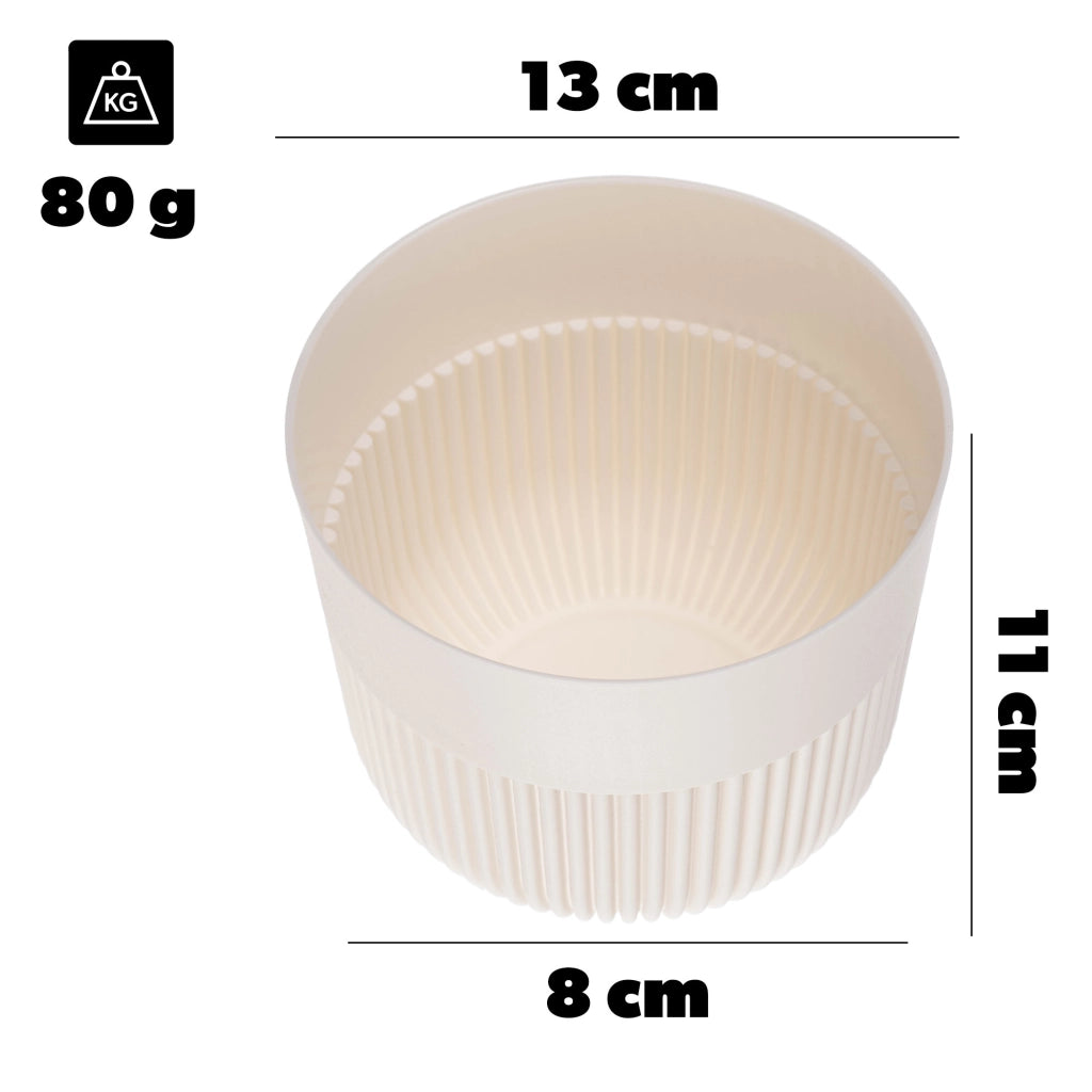 Vaso da fiori KADAX, Coprivaso, 13 cm, Plastica, Rotondo, A coste, Pianta