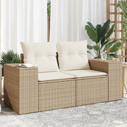 Divano da Giardino con Cuscini a 2 Posti-Sofa da Giardino-Divano da esterno Beige in Polyrattan 446392