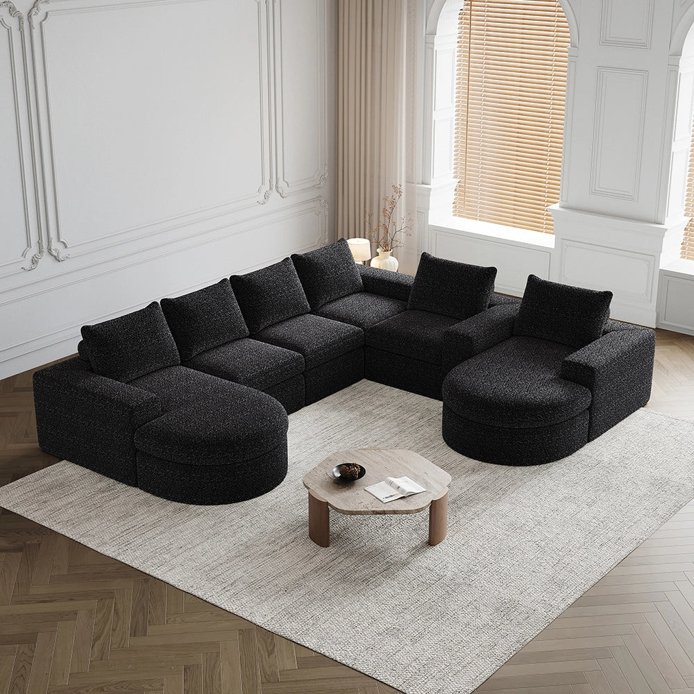 Set 2 pezzi - Xylo - divano chenille modulabile forma L senza piedi