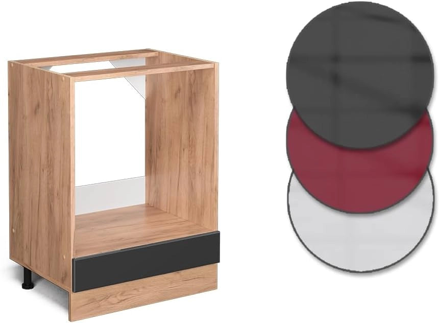 Mobile per forno da incasso R-Line, Antracite lucido, 60 cm senza piano di lavoro, per la libera combinazione all'interno di sistemi cucina modulari