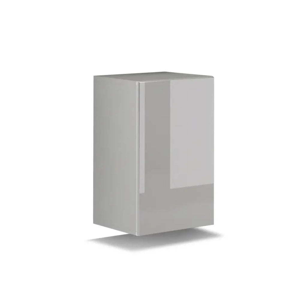 Set di mobili da salotto bianco sospeso collezione CEPTO I 256cm, 8 porte, 6 scaffali, led, modulari.