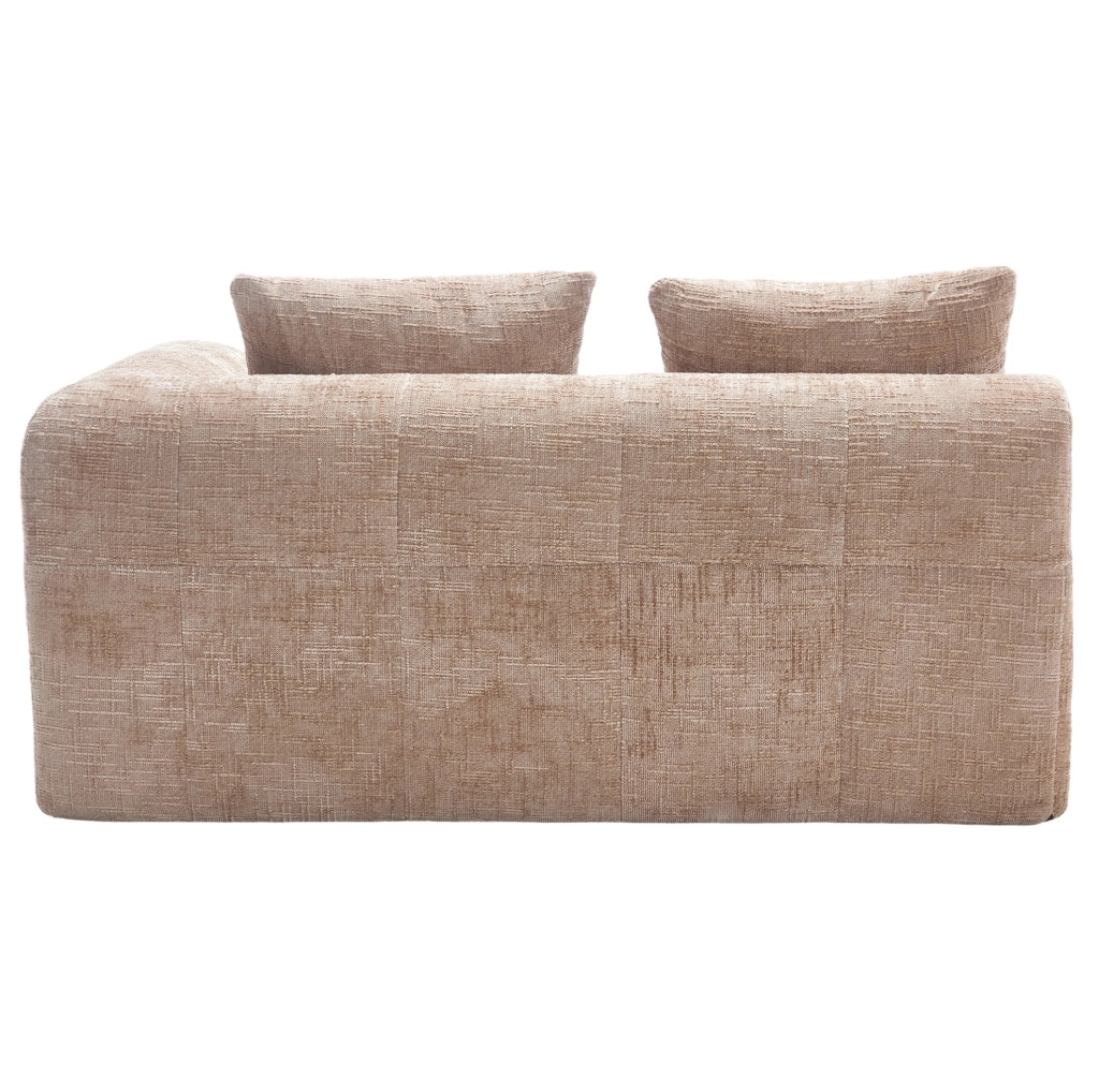 Divano 158x90x60 cm con chaise longue; tasche laterali e cuscino in chenille khaki