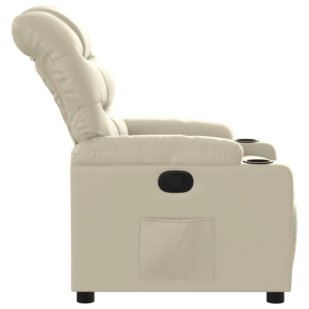 Poltrona | Sedia Relax Reclinabile Crema in Similpelle