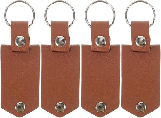 4 pezzi Mini Chiave con Foto - Pelle in PU - Chiave con Foto Rilasciata - Cuoio Scuro Chiaro