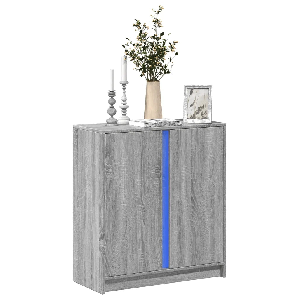 Credenza con LED Grigio Sonoma 77x34x85 cm in Legno Multistrato 852136