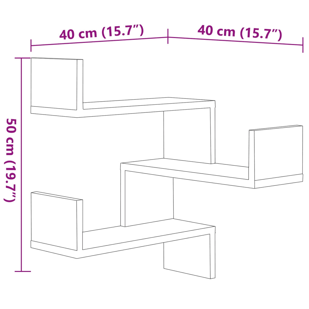 Scaffali Angolari Muro 2pz Grigio Cemento 40x40x50 Multistrato 807232