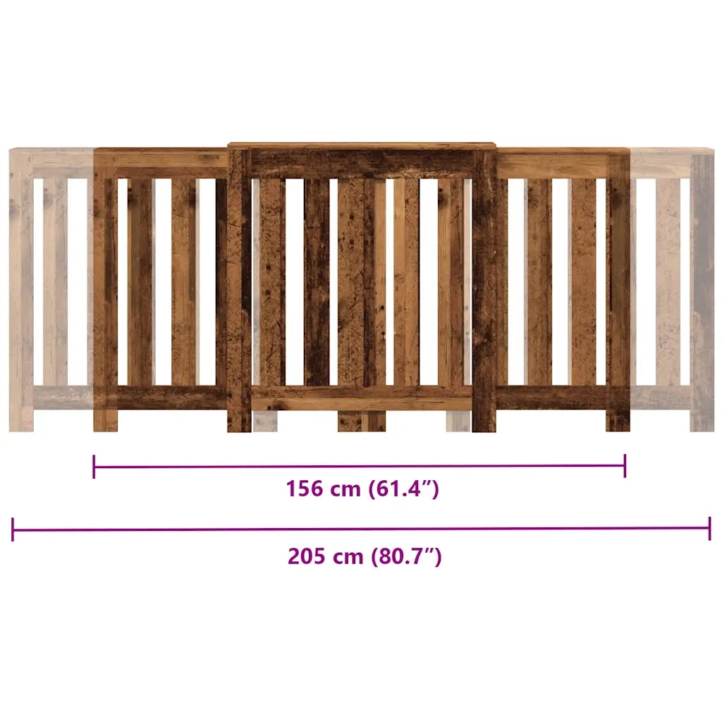 vidaXL Copertura Termosifone Legno Antico 205x21,5x83,5 cm Multistrato