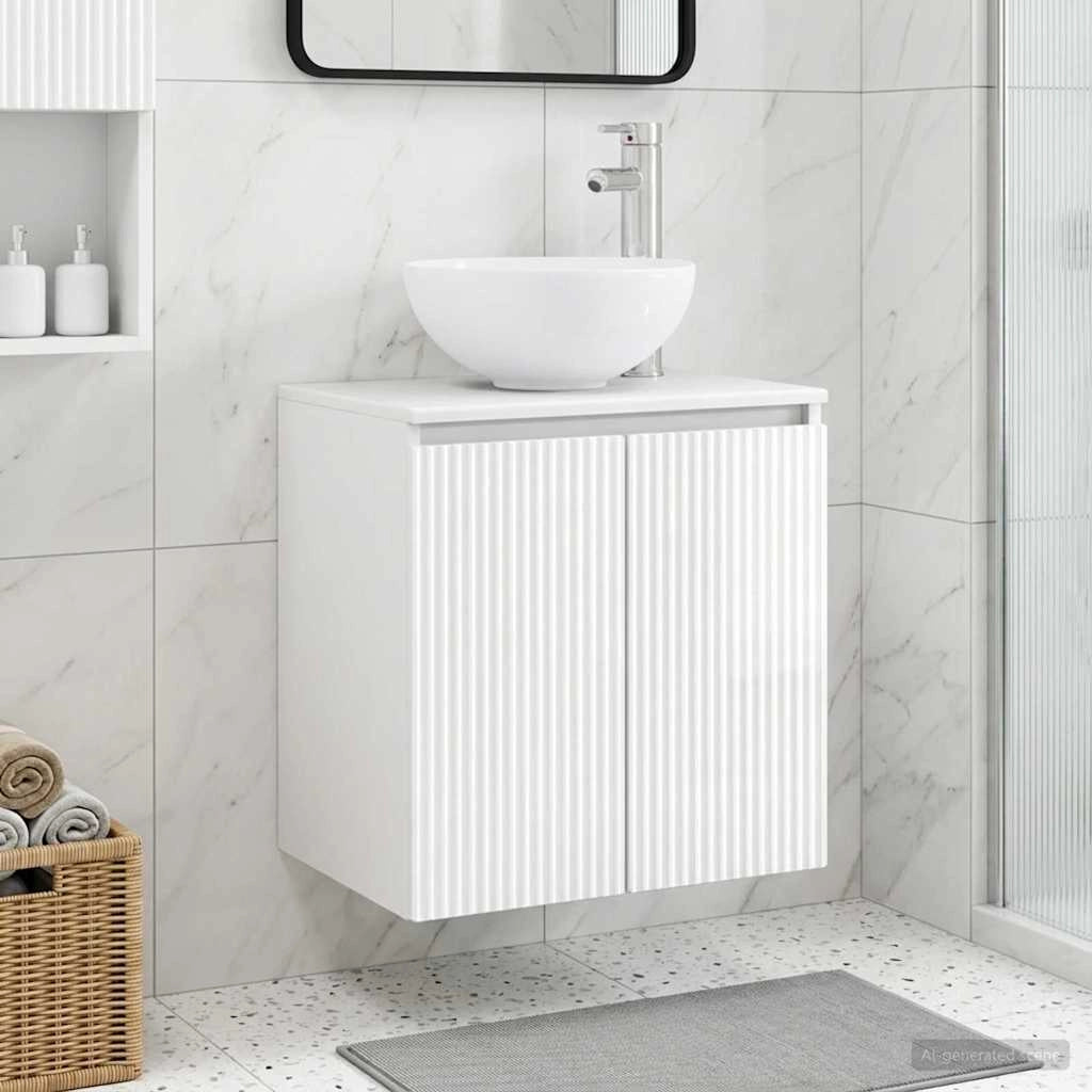 Mobile Lavabo da Parete Bianco Lucido 49,5 x 41 x 64,5 cm 890396