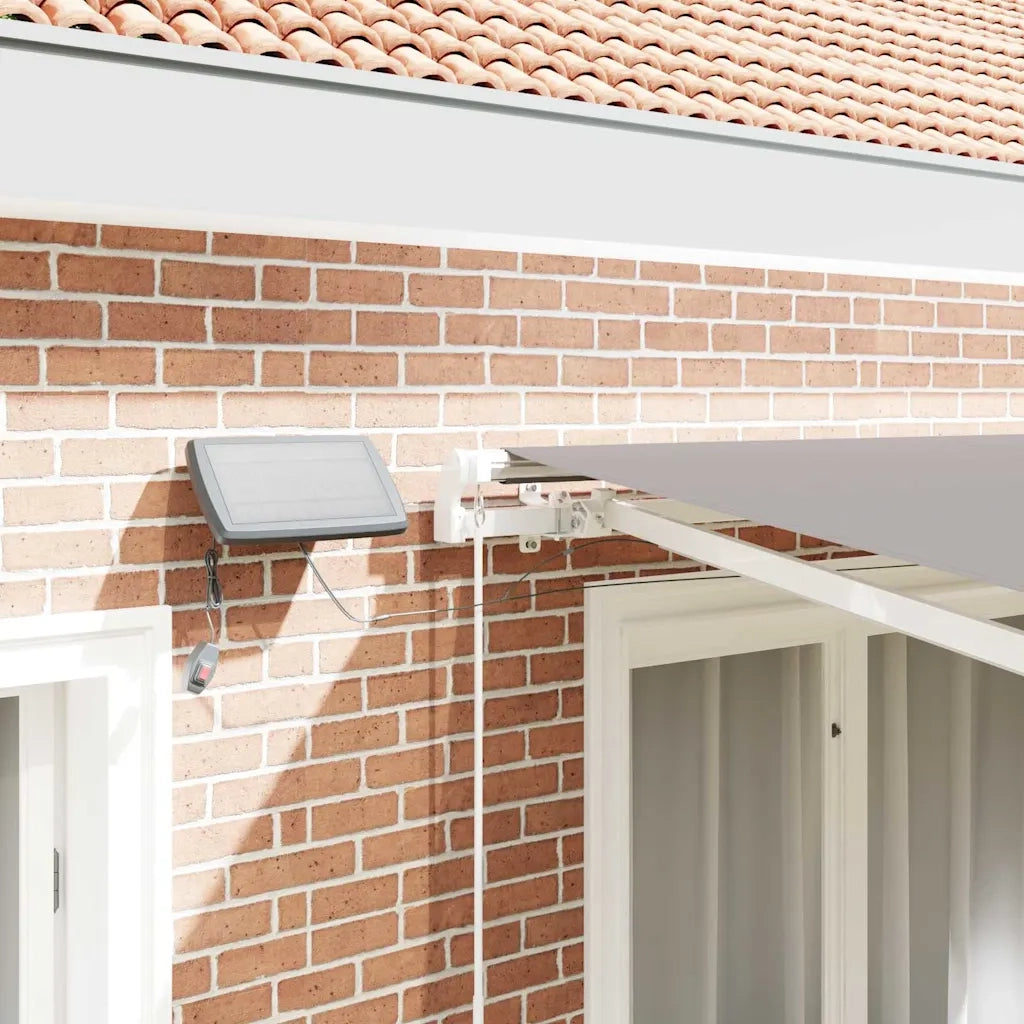 Tenda retrattile-Tenda parasole per balcone Grigio chiaro 300 x 250 cm Tessuto e acciaio