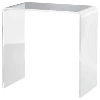 Tavolino da Salotto in Acrilico a U con Bordi Lisci e Angoli Arrotondati, 53.5x30.5x53.5 cm, Trasparente