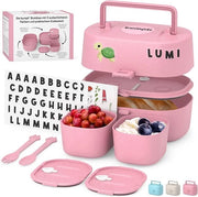 Bento Box per bambini con contenitori inclusi, nome personalizzabile - 100% BPA libero - Box per snack per bambini, perfetta per la scuola, asilo e uscite.