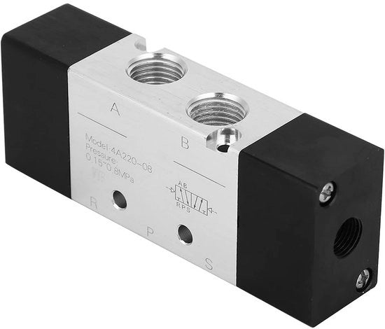 Pompa Pneumatica 5 Viale/2 Posizione - Valvola Solenoide - Ingresso/Sfogo PT 1/4 - Valvola Manuale - Materiale di Alta Qualità - Resistente agli Impatti - Valvola Solenoide