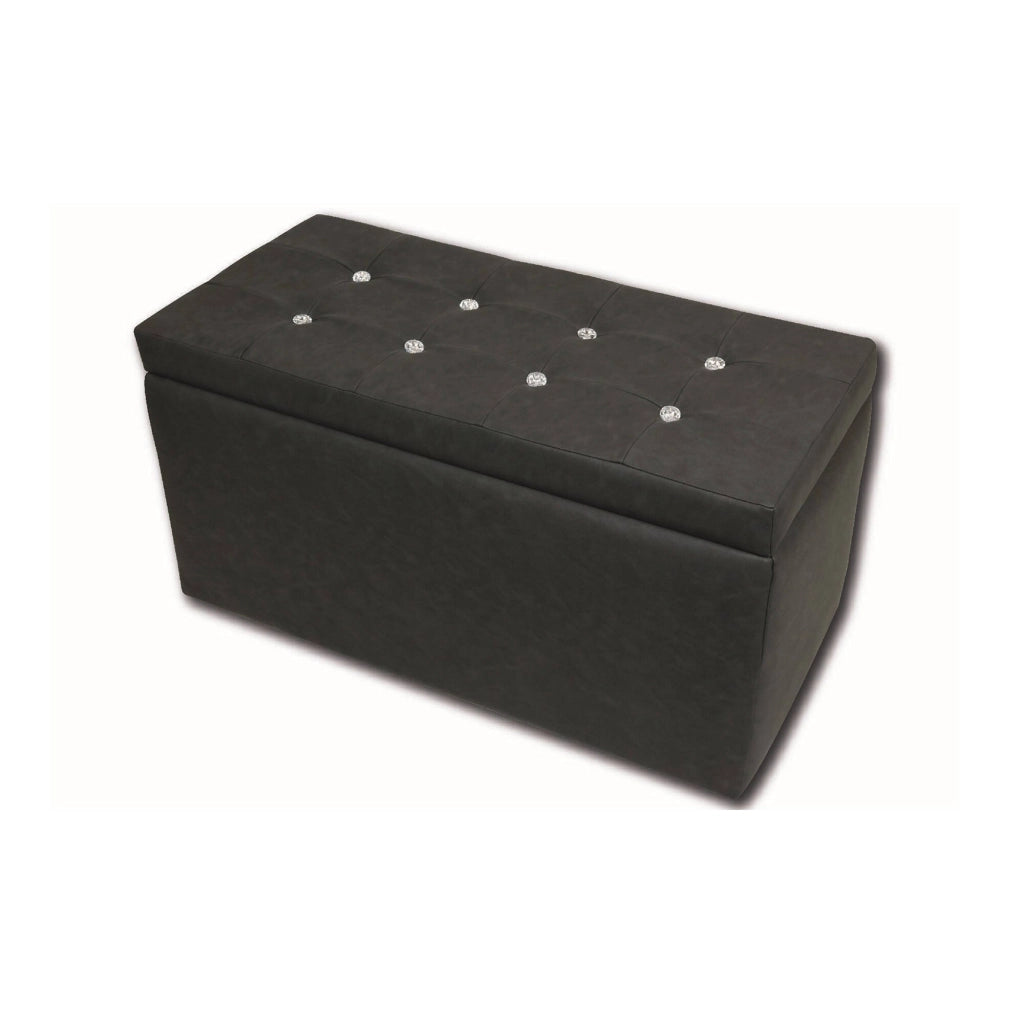 Pouf contenitore in Felicita, colore grigio, Misure 90 x 45 x 45 cm