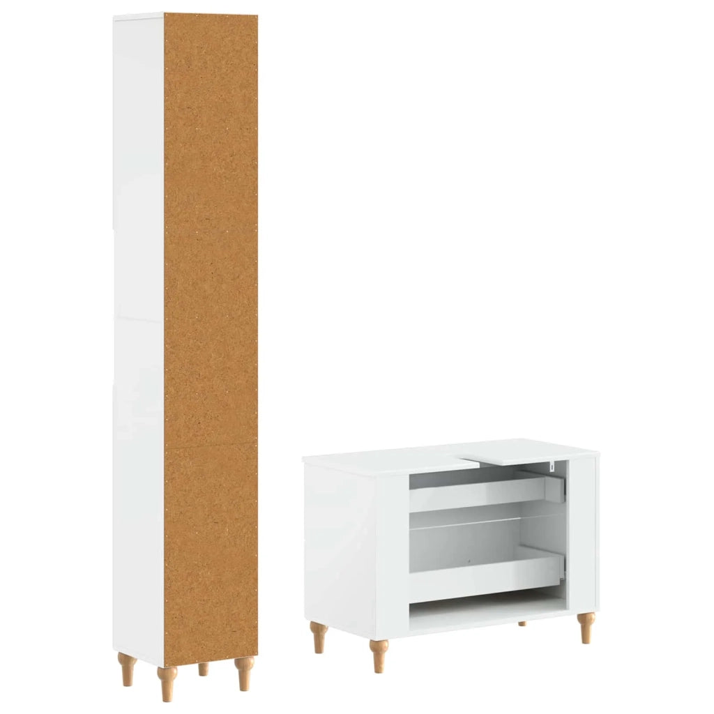 Set di Armadi da Bagno da 2 Pezzi ALKMAAR Bianco Lucido 3417508