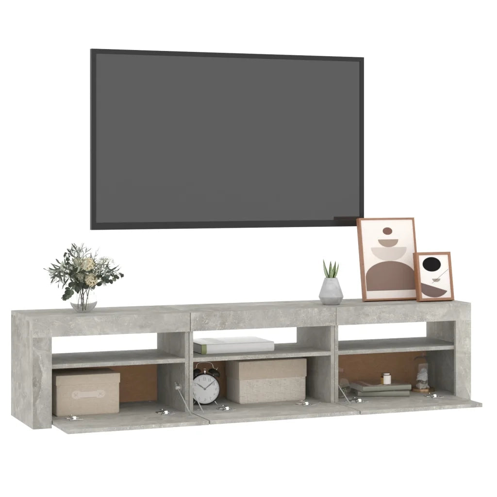 Mobile Porta TV con Luci LED-Credenza TV Grigio Cemento 180x35x40 cm