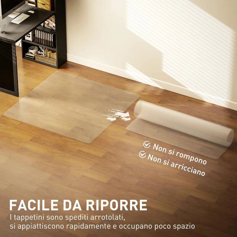 TAPPETINO SALVAPAVIMENTO 120X120 CM IN PLASTICA TRASPARENTE PER SEDIA DA UFFICIO