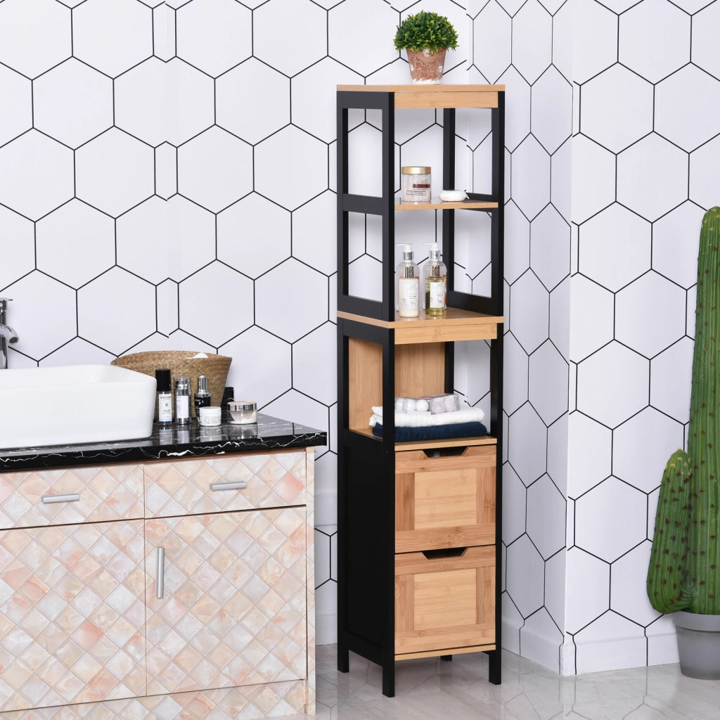 Colonna Rangement per Bagno ¨C Zephmum ¨C Nero Bamb¨´ 30x30x144 cm