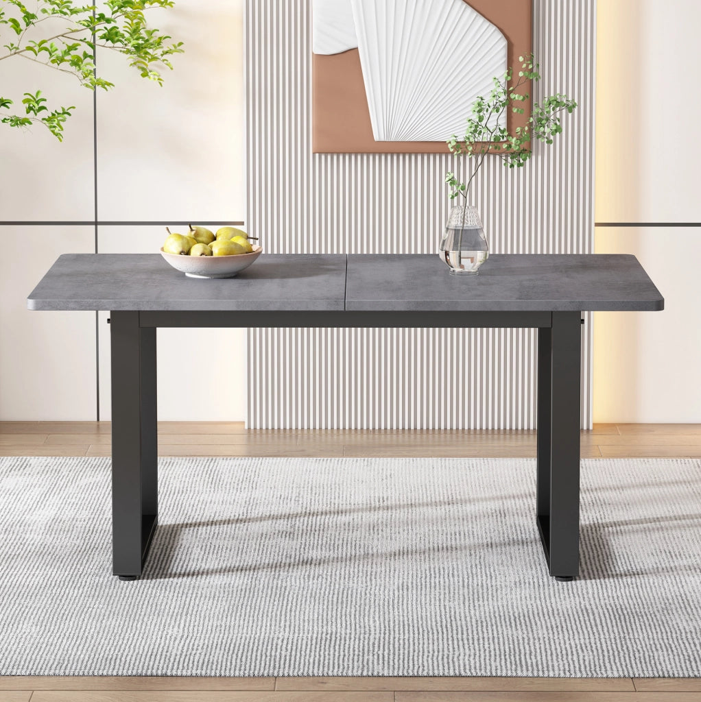 TAVOLO DA PRANZO rettangolare stile industriale nero e grigio