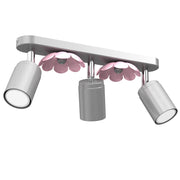 Barra soffitto 3 spot GU10 8W argento/rosa Flower Luminex