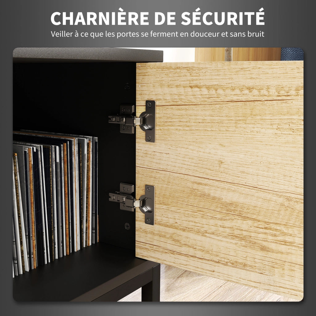 Mobile TV per televisori fino a 60 pollici ¨C Zephmum ¨C Legno naturale con ante e cassetti