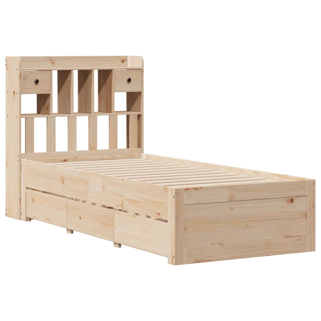 Giroletto con Libreria senza Materasso 75x190 cm in Legno Pino