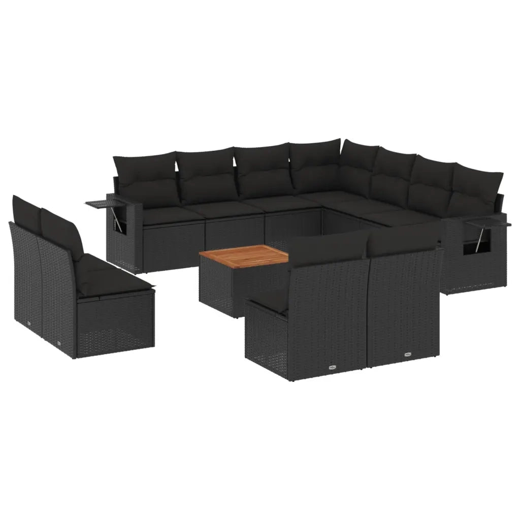 Set Divani da Giardino 12 pz con Cuscini Nero in Polyrattan 3256951