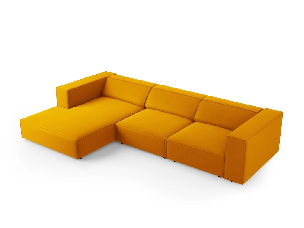 Cosmopolitan Design - Divano angolare sinistro "Arendal" 4 posti in velluto giallo 