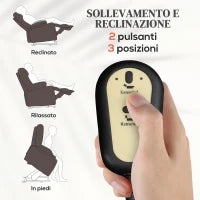 Poltrona Relax Alzapersona e Reclinabile con 8 Punti Massaggio e Riscaldamento, 2 Telecomandi, Marrone