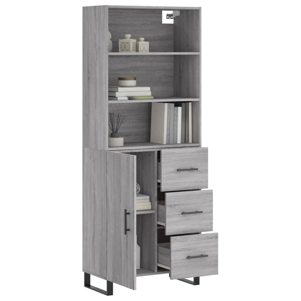 Credenza-Buffet-Armadio da cucina Grigio Sonoma 69,5x34x180 cm in Legno Multistrato 595165