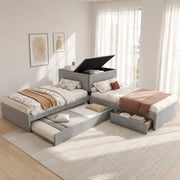Letto ad angolo 90x200 cm con letto estraibile e contenitore