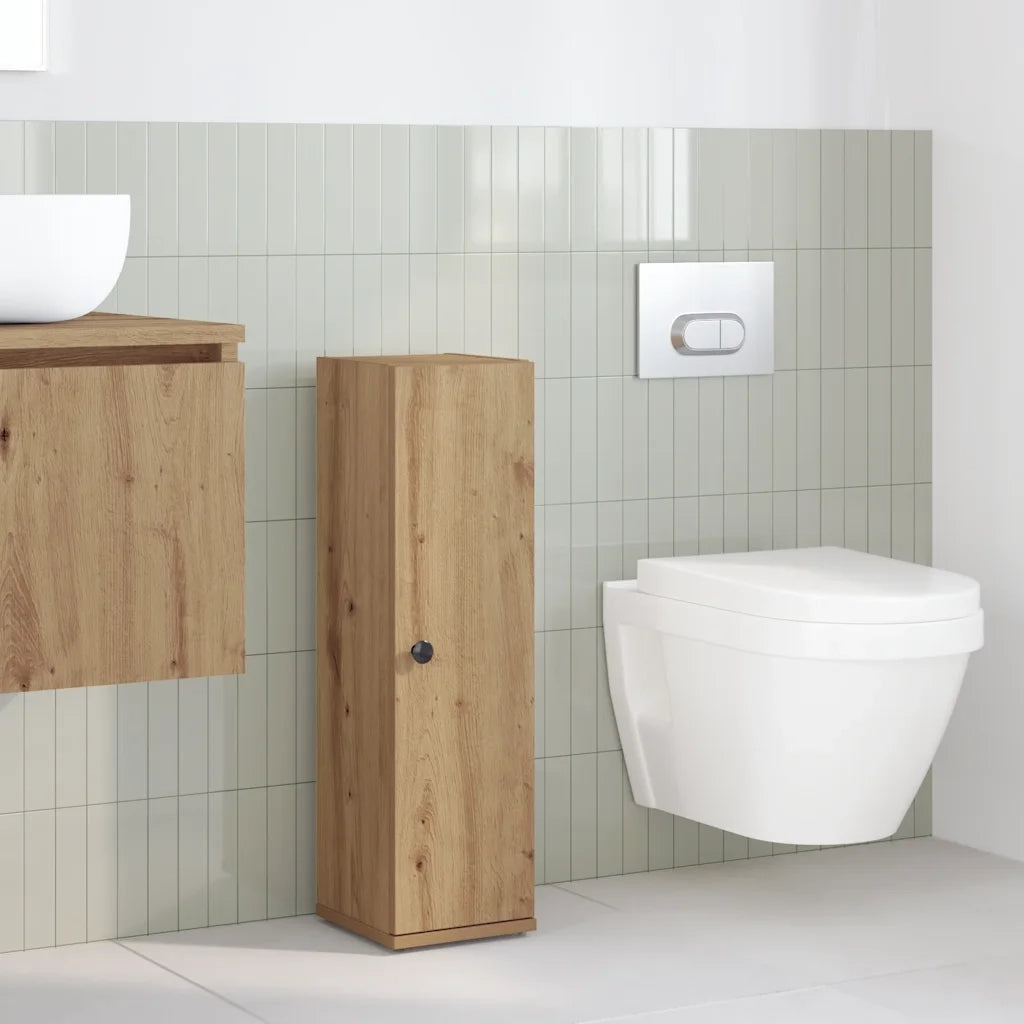 Mobile da Bagno | Armadio da bagno con Portarotolo Rovere Artigianale 20,5x22x72cm
