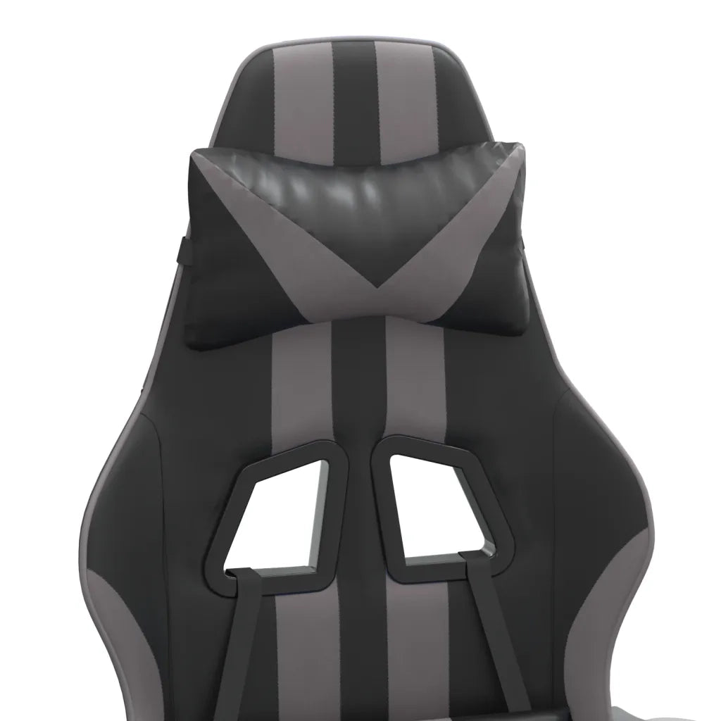 Sedia da Gaming Girevole Poggiapiedi Nero e Grigio Similpelle cod mxl 67723