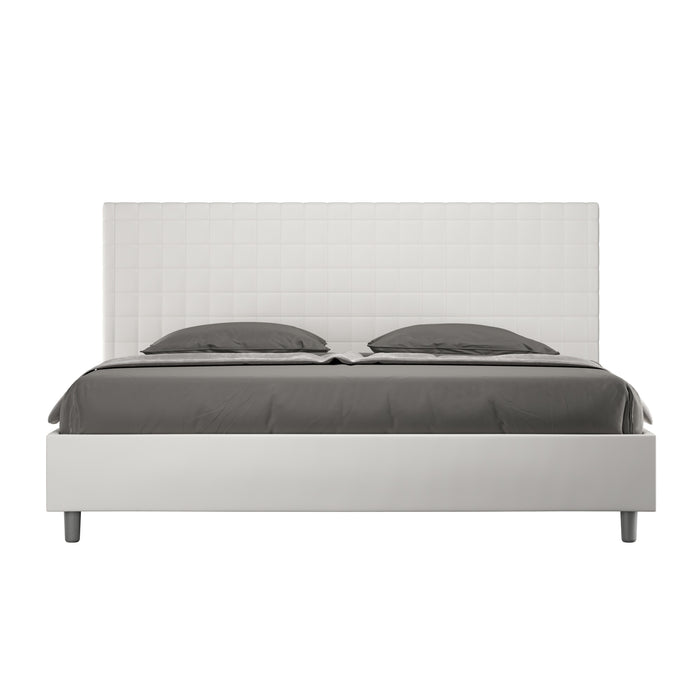Letto Matrimoniale Extra Large 200x210 cm con Rete e Contenitore Sunny Bianco