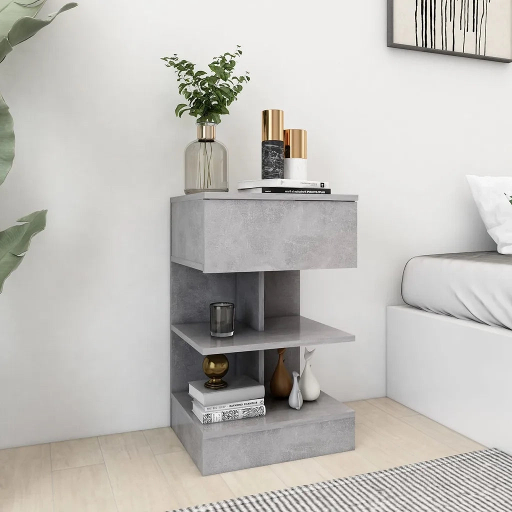 Comodini 2 pz-Set di 2 Tavolino da notte Grigio Cemento 40x35x65 cm