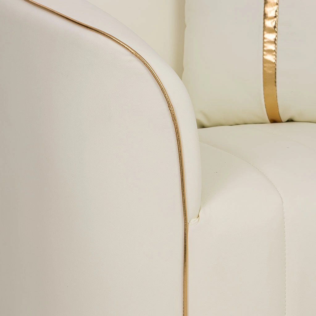 Poltrona in ecopelle beige 88x72x43/76h cm