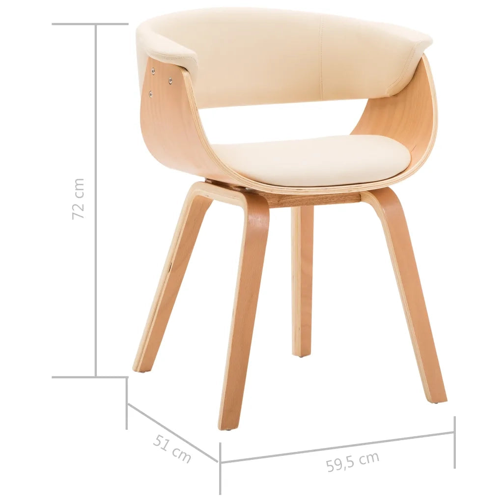 Sedie da Pranzo 6 pz Crema in Legno Piegato e Similpelle cod mxl 16664