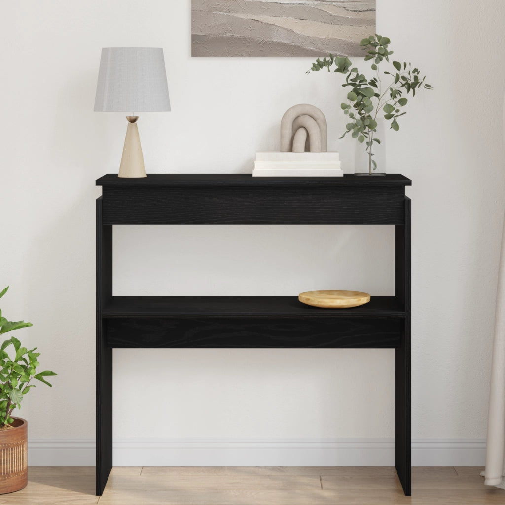 Tavolo Consolle  Nero Rovere 80x30x80 cm in Legno Ingegnerizzato