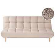 Divano letto beige Rivestimento bouclé Gambe in legno 2 posti Schienale trapuntato Seduta trapuntata Design moderno Senza braccioli