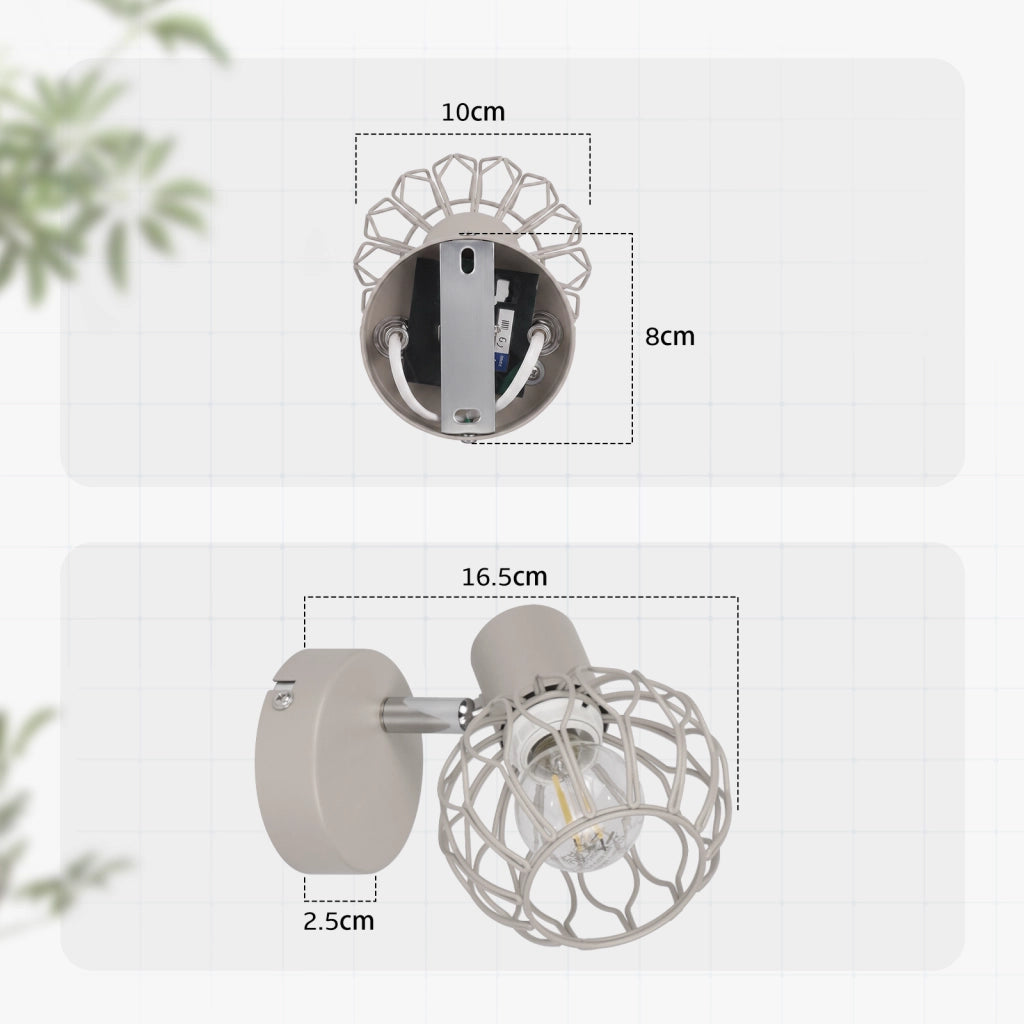 ZMH Faretto da soffitto 1 Luce Grigio E14 Metall Orientabile 350¡ã per Corridoio Cucina Camera Senza Lampadina