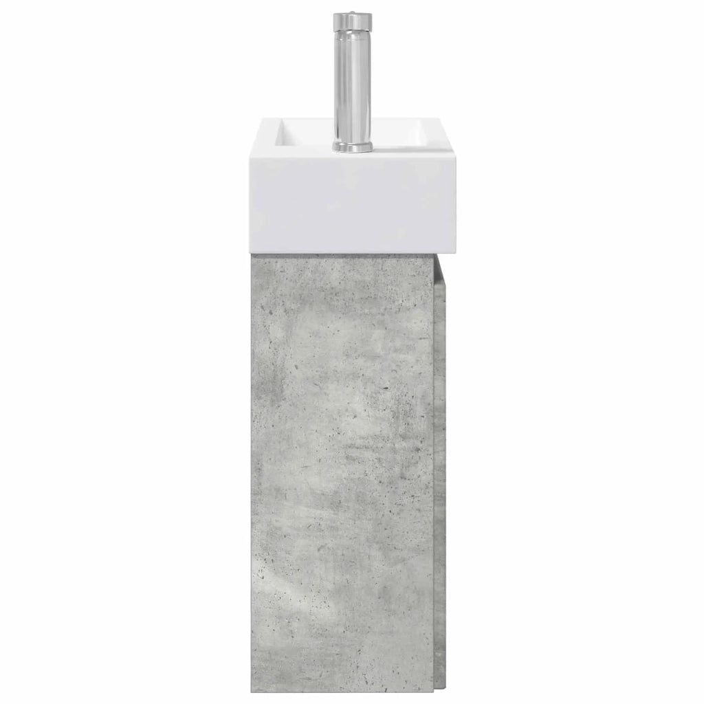 Mobile bagno con rubinetto Grigio Cemento 45,5 x 22,5 x 84 cm 889504