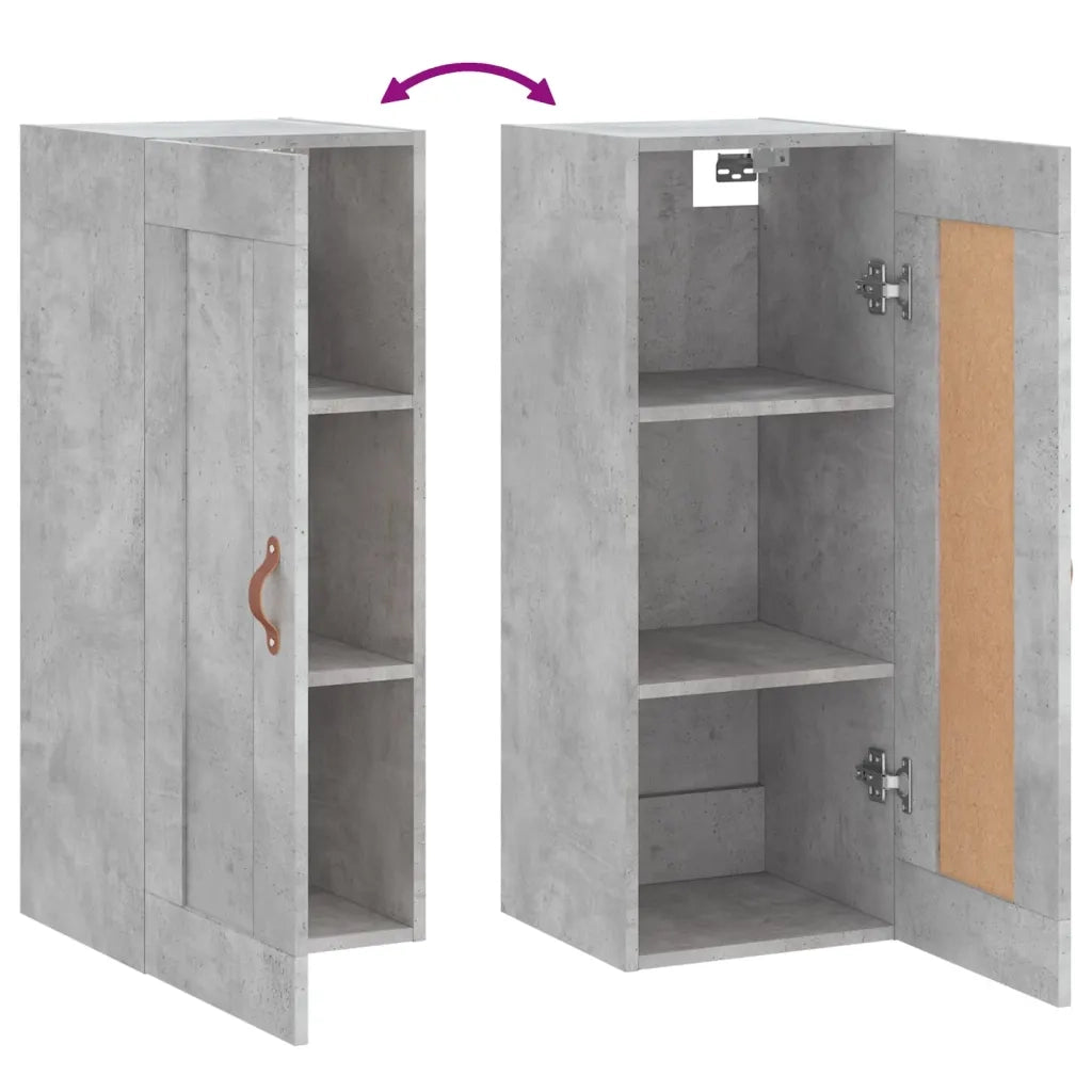 vidaXL Mobile a Parete Grigio Cemento 34,5x34x90 cm Legno Multistrato