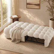 Puff letto 2 in 1 trasformabile in divanetto; 183 x 76 x 72 cm; in teddy beige