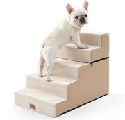 Trappola per cani Cozy Kiss, 5 gradini, schiuma ad alta densità multifunzionale per letto, divano, 60 cm alta trappola per cani anziani (Beige, 75x50x60cm - Rimovibile, 5)